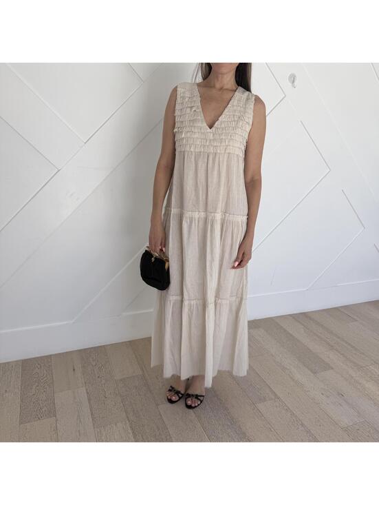 Lemlem Dresses & Skirts - Lemlem Cream Tiered Sleeveless Rainbow Stripe Maxi Beach Dress Size S NWT